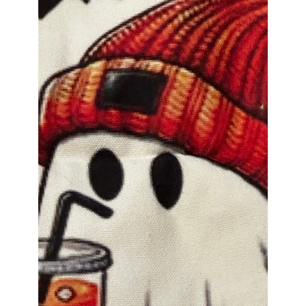 (2) Halloween‎ Canvas Tote Bags Ghost Beanie Coffee